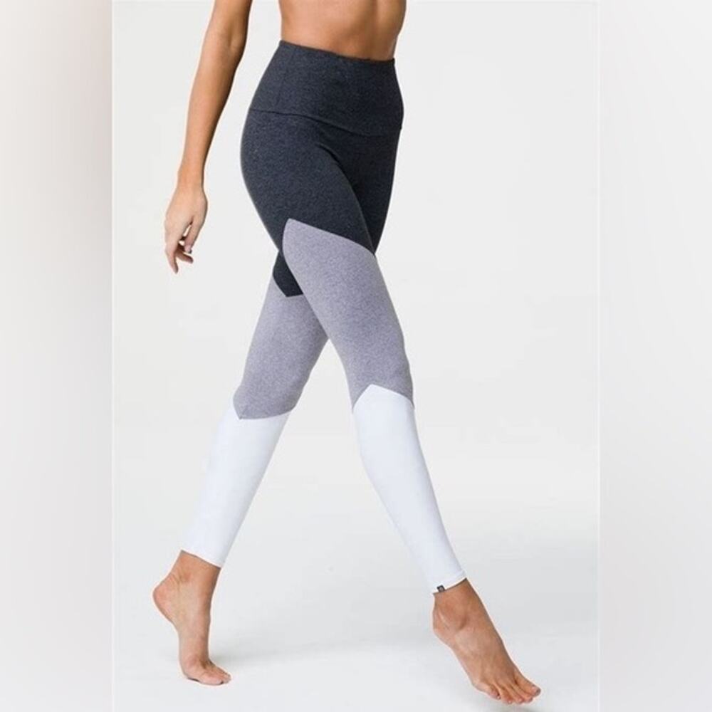 Onzie Colorblock Leggings Sz Small Medium Black Gray White